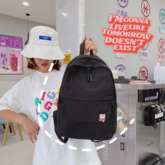 Nylon Zipper Backpacks Women Pure Color Students School Bags